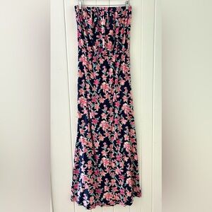 Lilly Pulitzer Navy and Pink Floral Maxi Dress